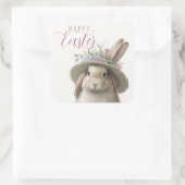 ハッピーイースターかわいい水色フローラバニーラビット スクエアシール (バッグ)