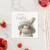 ハッピーイースターかわいい水色フローラバニーラビット スタンダードカクテルナプキン (インサイチュ)
