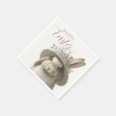 ハッピーイースターかわいい水色フローラバニーラビット スタンダードカクテルナプキン (角)