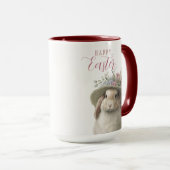 ハッピーイースターかわいい水色フローラバニーラビット マグカップ (正面右)