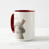 ハッピーイースターかわいい水色フローラバニーラビット マグカップ (正面左)