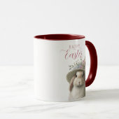 ハッピーイースターかわいい水色フローラバニーラビット マグカップ (正面右)