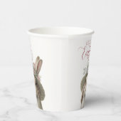 ハッピーイースターかわいい水色フローラバニーラビット 紙コップ (右)