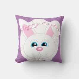 ハッピーイースターかわいい漫画バニーパープル クッション
