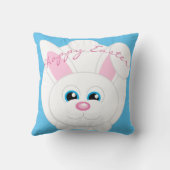 ハッピーイースターかわいい漫画バニーブルー装飾用クッション クッション (裏面)