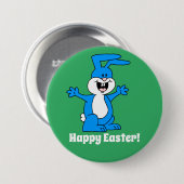 ハッピーイースターかわいい興奮バニー 缶バッジ (正面&裏面)