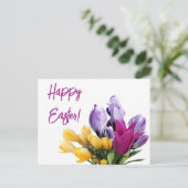 ハッピーイースターかわいらしフローラカラフル春花 シーズンポストカード (スタンド正面)