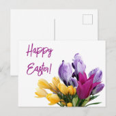 ハッピーイースターかわいらしフローラカラフル春花 シーズンポストカード (正面/裏面)