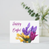 ハッピーイースターかわいらしフローラカラフル春花 シーズンポストカード (スタンド正面)