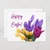 ハッピーイースターかわいらしフローラカラフル春花 シーズンポストカード (正面/裏面)