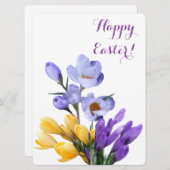 ハッピーイースターかわいらし紫色の黄色いフローラ シーズンカード (正面/裏面)