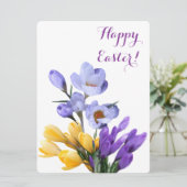 ハッピーイースターかわいらし紫色の黄色いフローラ シーズンカード (スタンド正面)