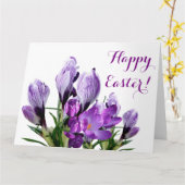 ハッピーイースターかわいらし紫色花フローラ カード (黄色い花)