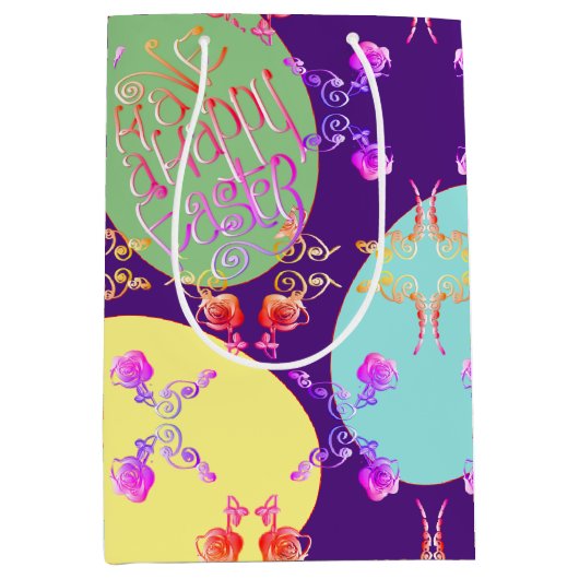 「ハッピーイースターがある」イースターエッグ ミディアムペーパーバッグ (正面)