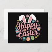 ハッピーイースターことわざエッグバニー 招待状 (正面/裏面)