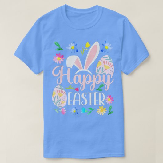 ハッピーイースターことわざエッグバニー Tシャツ (デザイン正面)