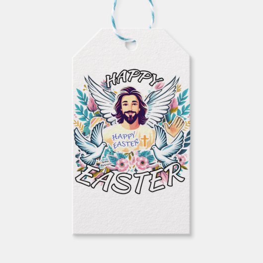 ハッピーイースターとイエス ギフトタグ (正面)