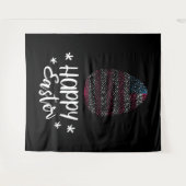 ハッピーイースターとイースターの卵とアメリカ国旗 タペストリー (正面(横))