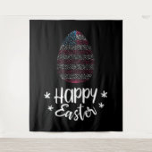 ハッピーイースターとイースターの卵とアメリカ国旗 タペストリー (正面)