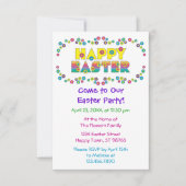 ハッピーイースターと花 招待状 (正面)