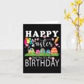 ハッピーイースターとYes私の誕生日4月イースター カード (黄色い花)