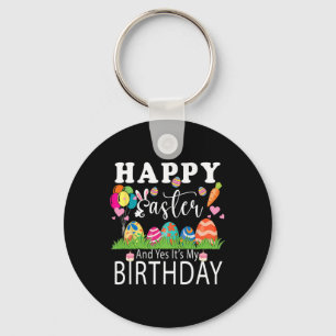 ハッピーイースターとYes私の誕生日4月イースター キーホルダー