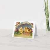 ハッピーイースターのひよこのヴィンテージ シーズンカード (正面)