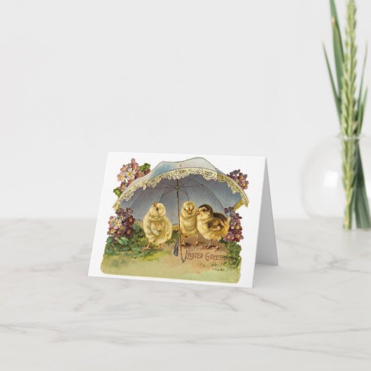 ハッピーイースターのひよこのヴィンテージ シーズンカード (正面)