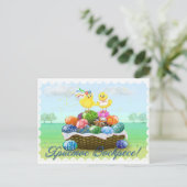 ハッピーイースターのウクライナ人の鶏 シーズンポストカード (スタンド正面)