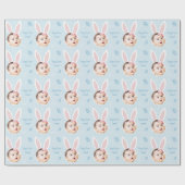 ハッピーイースターのキッド写真とバニーの耳 ラッピングペーパー (フラット)