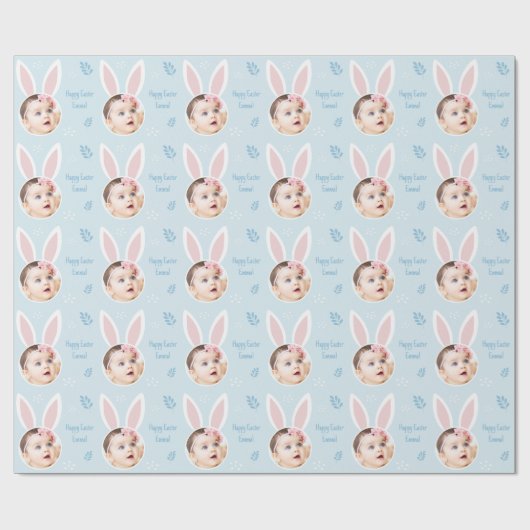 ハッピーイースターのキッド写真とバニーの耳 ラッピングペーパー (フラット)