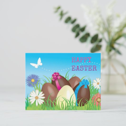 ハッピーイースターのチョコレートの卵 シーズンポストカード (スタンド正面)