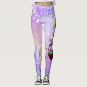 ハッピーイースターのバニーのバスケットはラベンダーのレギンスに卵を投げつけます レギンス (正面)