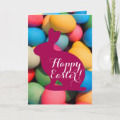 ハッピーイースターのバニーの多彩の卵 シーズンカード (正面)