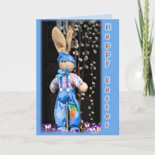 ハッピーイースターのバニーの男の子の挨拶状 シーズンカード (正面)