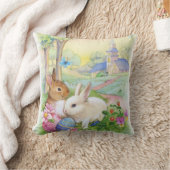 ハッピーイースターのバニー クッション (ブランケット)