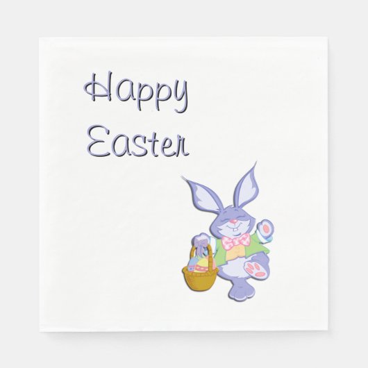 ハッピーイースターのバニー スタンダードランチョンナプキン (正面)