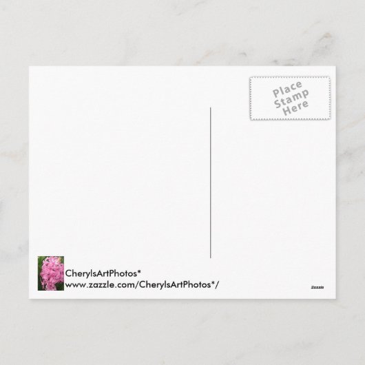 ハッピーイースターのピンクのHyacinthsの花の郵便はがき シーズンポストカード (裏面)