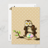 ハッピーイースターのフクロウ シーズンポストカード (正面/裏面)