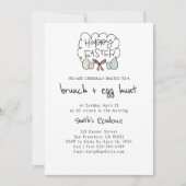 ハッピーイースターのブランチおよび卵の狩り 招待状 (正面)