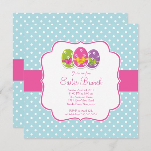 ハッピーイースターのブランチの夕食のパーティの招待状 招待状 (正面/裏面)