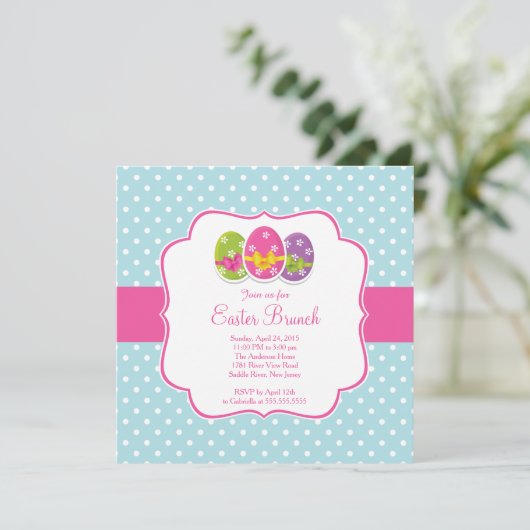 ハッピーイースターのブランチの夕食のパーティの招待状 招待状 (スタンド正面)
