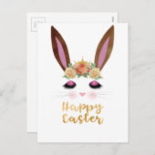 ハッピーイースターのプリンセスのバニーの顔 シーズンポストカード (正面/裏面)