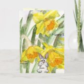ハッピーイースターのラッパスイセンのウサギカード シーズンカード (裏面)