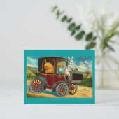 ハッピーイースターのヴィンテージの自動車の乗車 シーズンポストカード (スタンド正面)