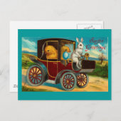 ハッピーイースターのヴィンテージの自動車の乗車 シーズンポストカード (正面/裏面)