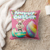ハッピーイースターの卵カラフル付きバニー クッション (ブランケット)