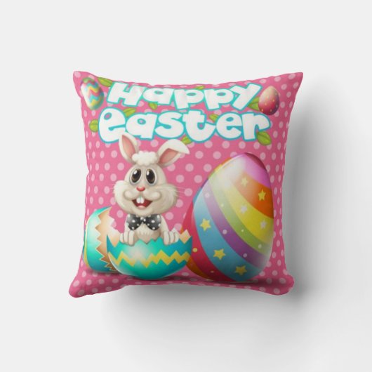 ハッピーイースターの卵カラフル付きバニー クッション (裏面)