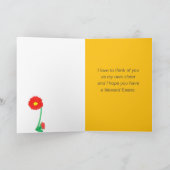 ハッピーイースターの友人の妹のような私に赤い花 カード (内部)