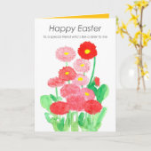 ハッピーイースターの友人の妹のような私に赤い花 カード (黄色い花)